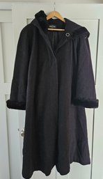 Braetan Black Wool Coat With Hood