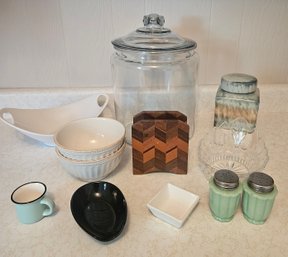 Miscellaneous Kitchen Lot With A Big Jar
