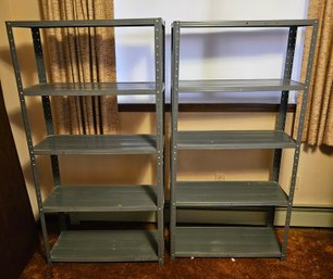 Pair Of Metal Utility Shelves