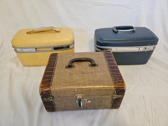 Three Small Vintage Carry-on Hardshell Suitcases