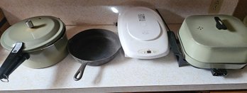 Vintage Kitchen Appliances With Cast Iron Skillet