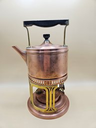 Antique Landers, Fray & Clark Copper Tea Coffee Kettle With Warmer Stand