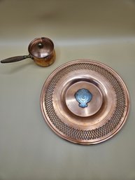 Vintage Manning Bowman Quality Copper Plate With Targus Saucepan