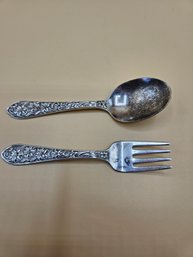 Frank M Whiting Sterling Silver Lily Design Spoon And Fork