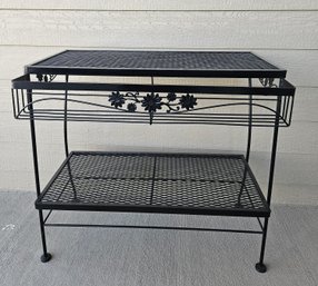 Black Two Tier Wrought Iron Potting Bench