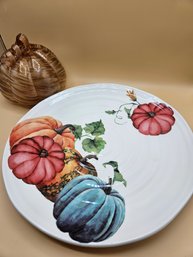 Glass Pumpkin With Ceramic Plate