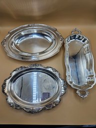 Three Silver Plated Trays
