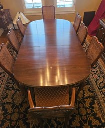 Cherry Dining Room Table With Cane Back Chairs