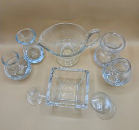 A Variety Of Glass With Candle Bobeches Lot