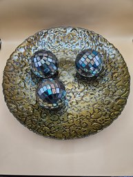 Large Decorative Bowl With Glass Balls