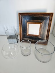 Wood Frame With Glass Jars