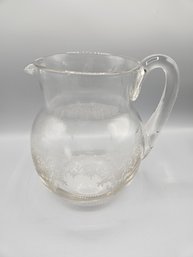 Beautiful Etched Glass Pitcher