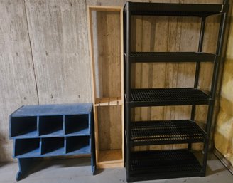 Black Utility Shelves With Other Storage Items