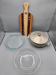 Vintage Pie Pans With Cutting Board And Serving Platter