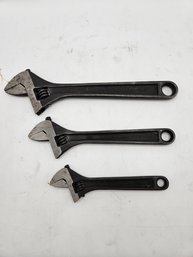 Set Of Three Blue Point Adjustable Wrenches