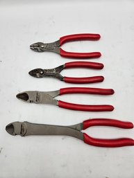 Set Of Four Snap On Red Master Cutter Pliers