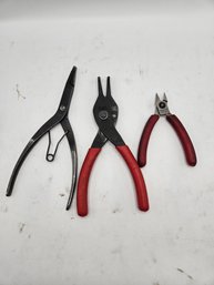 Lot Of Three Pliers With Two Snap On