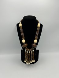 Wood Bead Statement Necklace