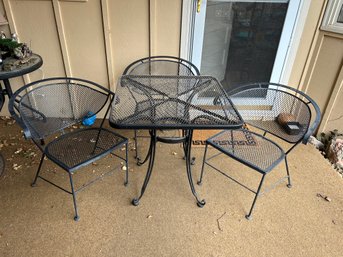 Wrought Iron Outdoor Patio Table With 3 Chairs