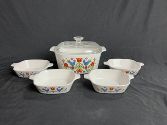 1975 Corning Ware Blue Bird Casserole Dishes