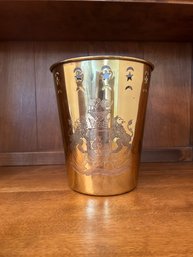 Brass Coat Of Arms Rubbish Bin Or Planter