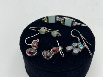 Sterling Silver Earrings With Real Stones!