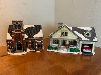 Department 56 Christmas Village Houses - New Hope Church And The Brandon Bungalow