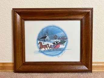P Buckley Moss Print 'Alleluia' Christmas Sleigh Ride Signed And Numbered