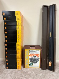 Kodak Carousal Projector 4200 With Broadway Screen And 14 Boxes Of Kodak Slide Trays