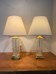 Pair Of Vintage Lead Crystal Table Lamps