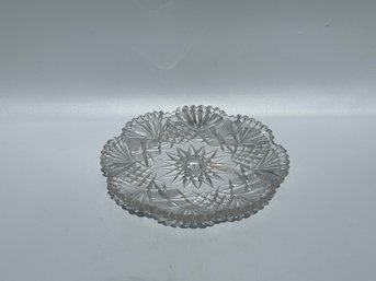 Libbey Signed American Brilliant Era Cut Crystal Glass Plate