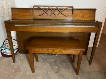 Mid Century Kohler And Campbell Piano With Bench And Sheet Music