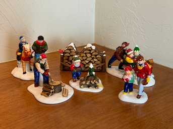 Department 56 Christmas Figures - Family Time And Wood For The Fire