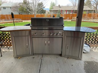 M Professional Grill With Granite Counter And Wood Counter, Ample Storage And 2 Propane Tanks