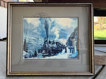 Steam Locomotive In The Snow Framed Print By Fogg