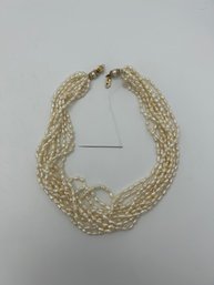 Rice Pearl Necklace With 14k Gold Clasp And Beads