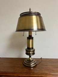Vintage Brushed Brass Desk / Table Lamp With Metal Shade