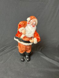 Vintage Flocked Santa Claus Moving Music Box