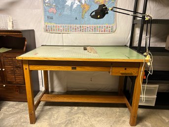 Vintage Morris Company Drafting Table And Contents
