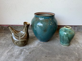 Pottery - Blue Vases And Wedding Vase Style Piece