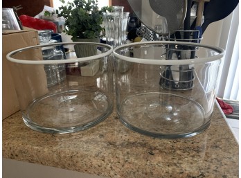 Glass Serving Bowls With White Rims