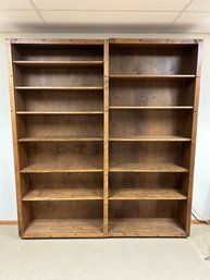 Large Wood Bookshelf With Adjustable Shelves - Comes Apart In 2 Pieces