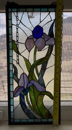 Stained Glass Window Hanging With Iris Design