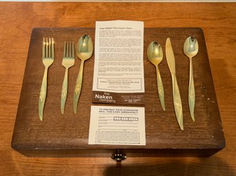 Hanford Forge HF Avon Rose Gold Tone Flatware In Naken Company Flatware Chest - 79 Piece Set