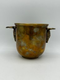 Small Brass Pot With Grape Design Handles Made In India