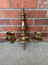 Vintage Solid Brass Double Arm Wall Hanging Candle Sconce