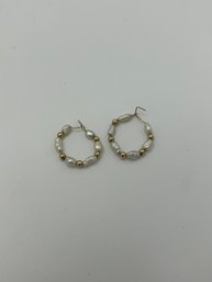 Rice Pearl Earring With 10k Gold Beads