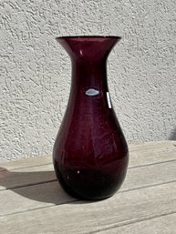 2005 Blenko Amethyst Purple Crackle Glass Vase