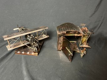 Metal Model Plane And Metal Music Box Airplane Hanger Is Rotating Plane, Plays Fly Me To The Moon