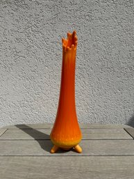 Mid Century Ombre Orange Slag Glass Footed Swung Vase (#1)